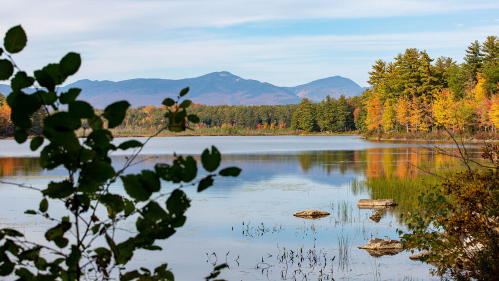 mountains and lake in autumn