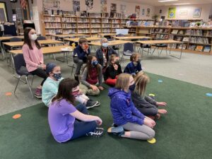 Students watching and listening during a virtual author visit