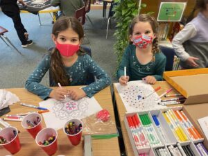 Students coloring