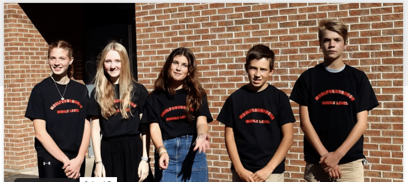 middle school students in a line