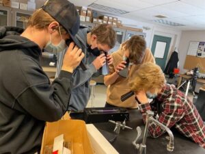 Students working in science class.