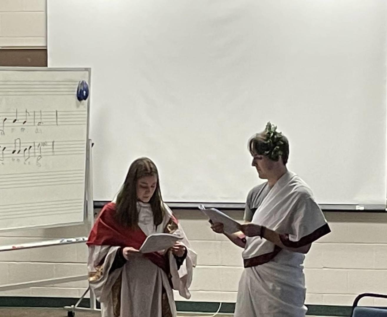Students performing a play