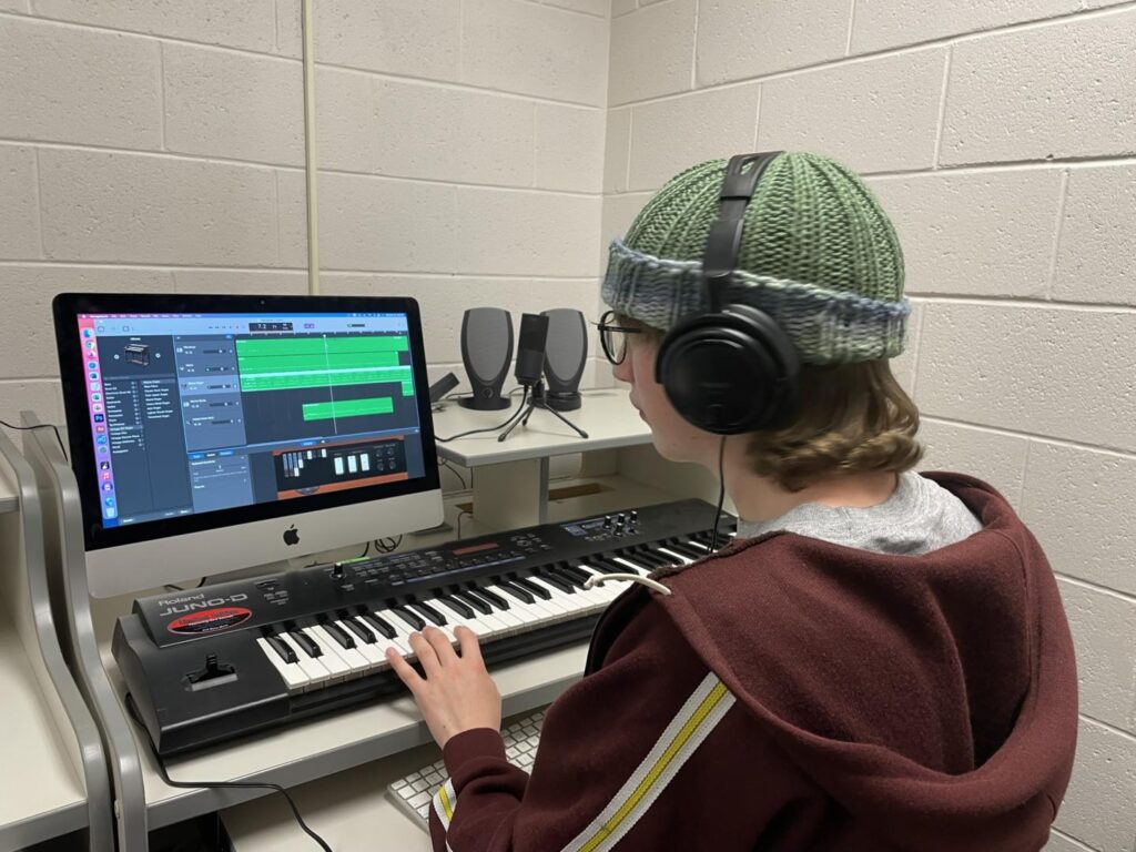 Student using garageband