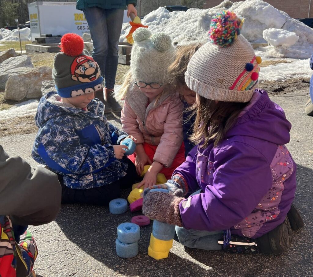students working on snowball stack