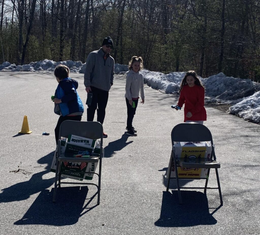kids playing biathlon relay