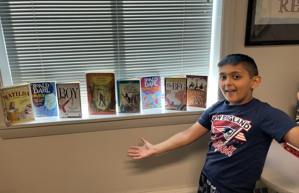 Jiovanni with the Roald Dahl books that he read