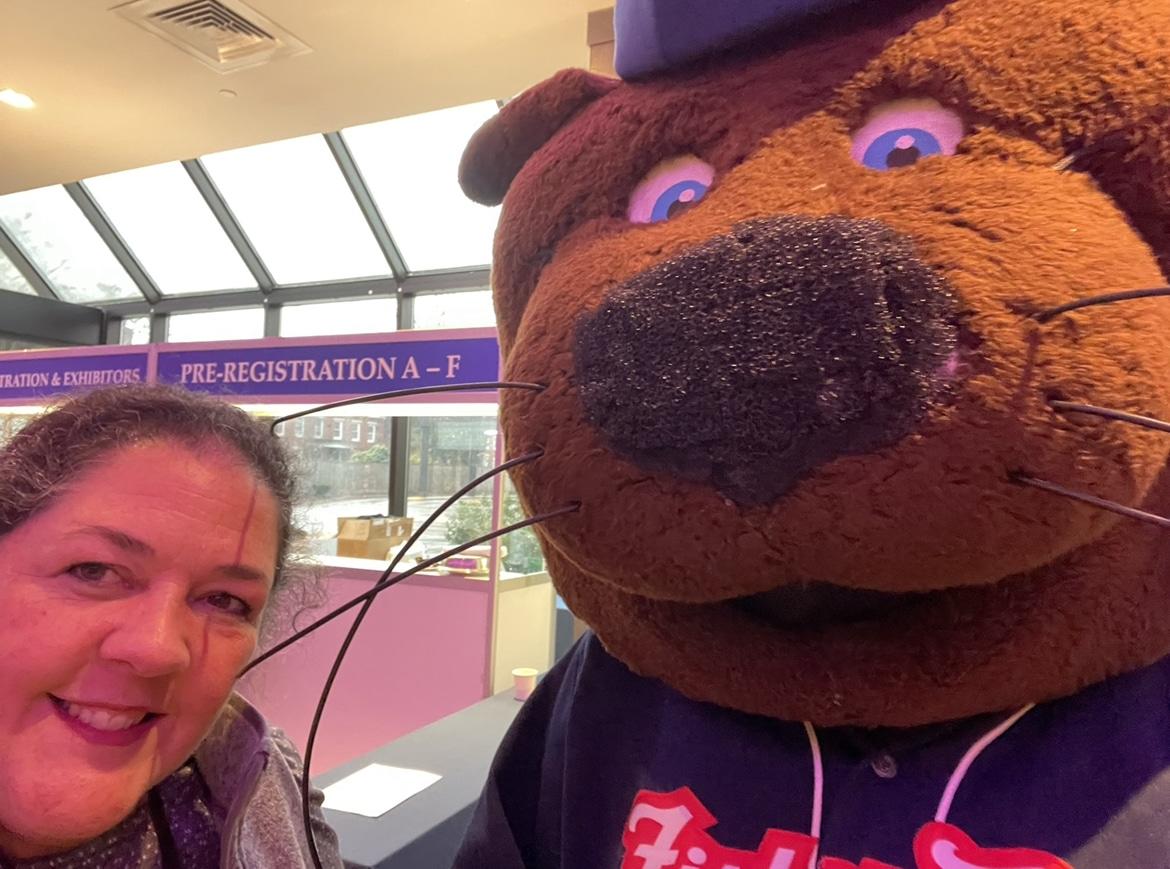 Mrs. Anderson with FUNGO from the Fisher Cats