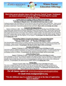 Winter Parent Ed Schedule