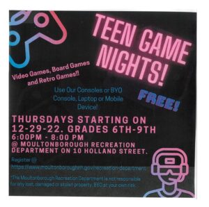 Teen game night flyer