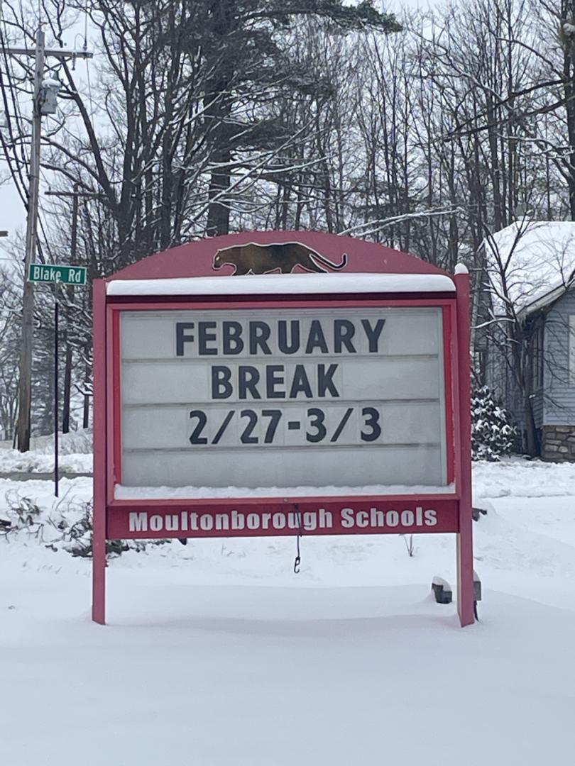 Feb break sign