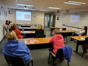 People sit in classroom