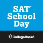 official logo of SAT school day blue and black background