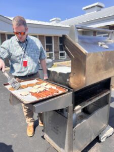Man grilling food