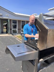Man grilling food