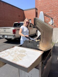 Woman grilling food