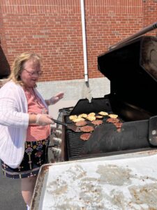 Woman grilling food