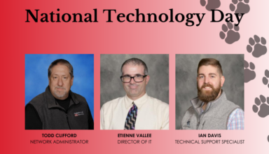 New technology day graphic eaturing photos of Todd Clifford, Etienne Vallee and Ian Davis.