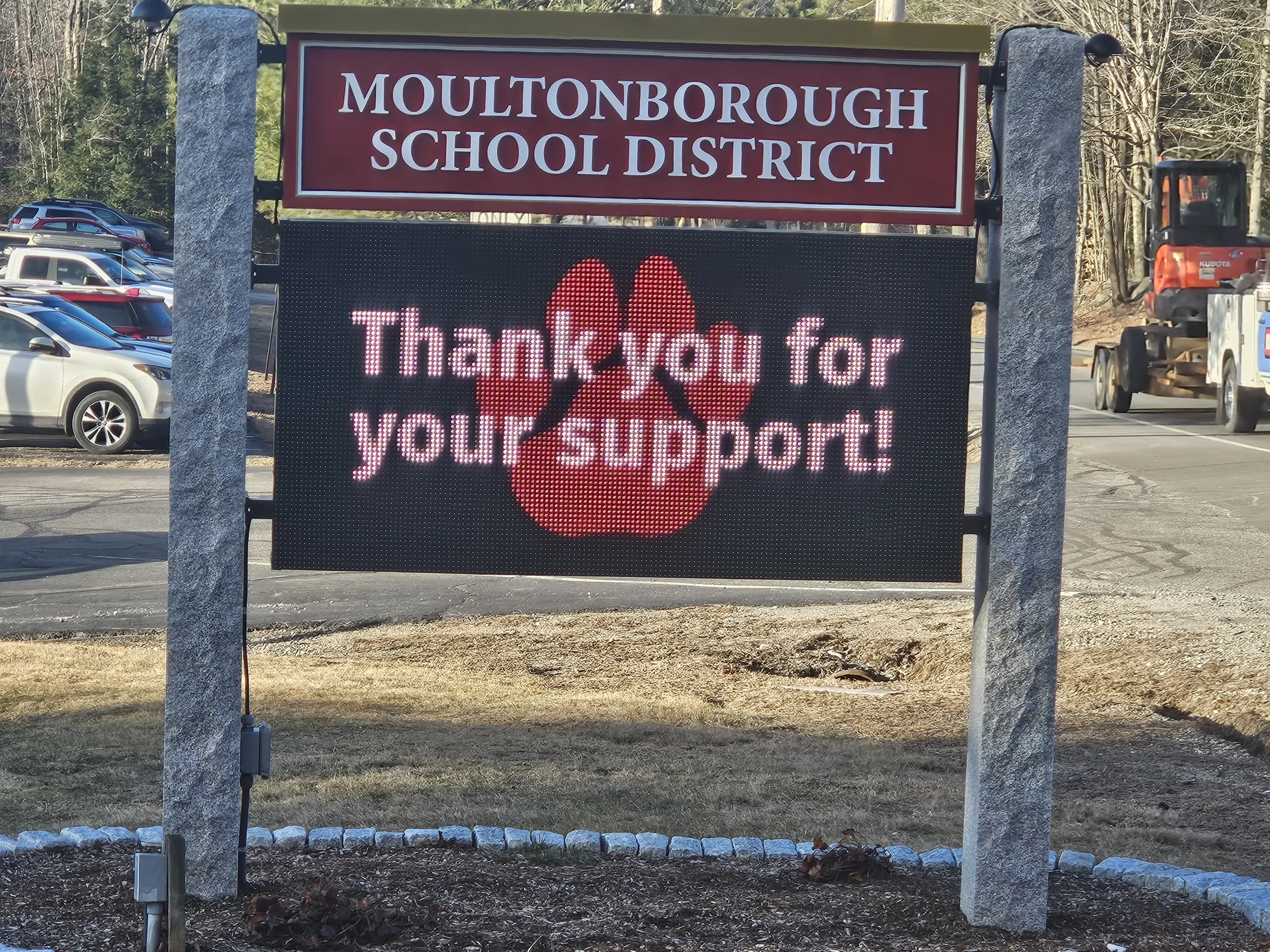 sign with thank you for your support